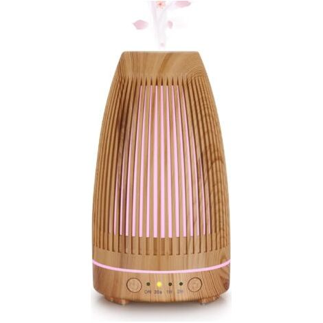 Diffuseurs d'Huiles Essentielles Electrique,Ultrasonique Humidificateur Diffuseur Aromathérapie Electrique 7 Couleurs Lumières LED pour la Maison, Yoga, Bureau, Spa, Chambre - Bois (1/5)