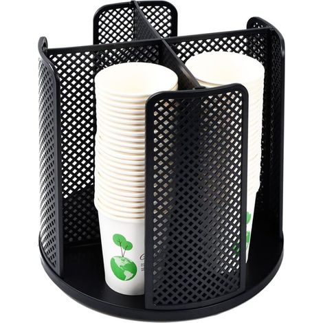 Distributore di bicchieri di carta a 4 scomparti, girevole a 360°, ideale per bar, uffici, feste e buffet casalinghi. (1/4)