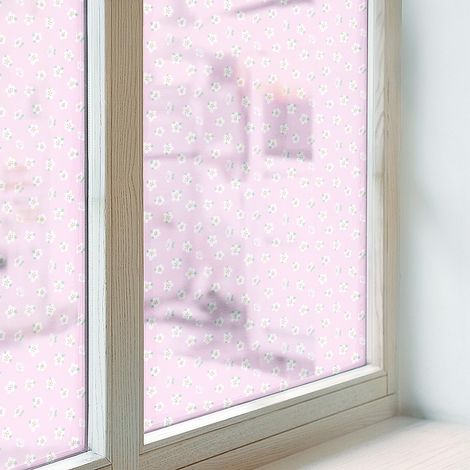 Fensterfolie 100x100 cm Blickdicht Dekorfolie PVC Dekorativ Folie für Badezimmer Schlafzimmer Selbstklebend Sichtschutz Fenster Milchglas Blumenmuster