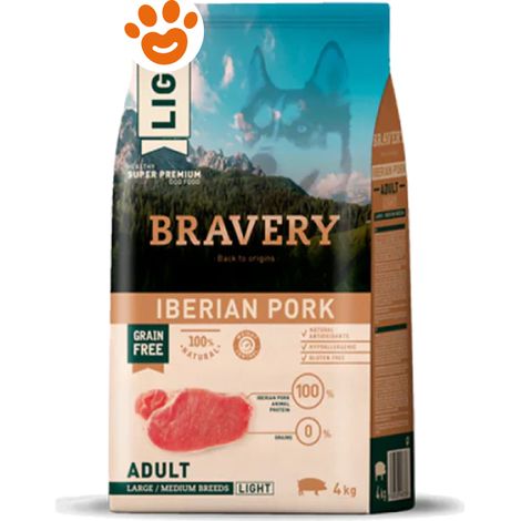 Bravery Dog Adult Iberian Light Medium/Large Maiale - Sacco 12 Kg - Cibo Secco Cani