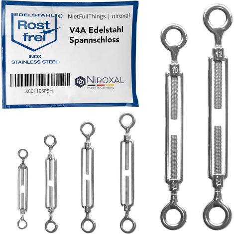 Tendeur Câble - 2 Pièces - Acier Inoxydable V4A - Œillet-Œillet M10 - Norme DIN (1/5)