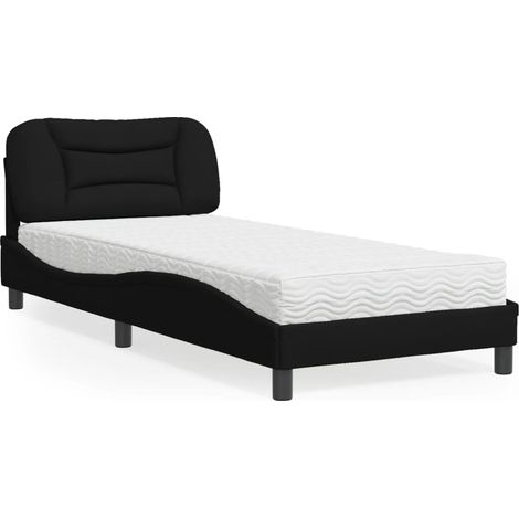 Bett mit Matratze "Hvar" Schwarz 90x190 cm Stoff