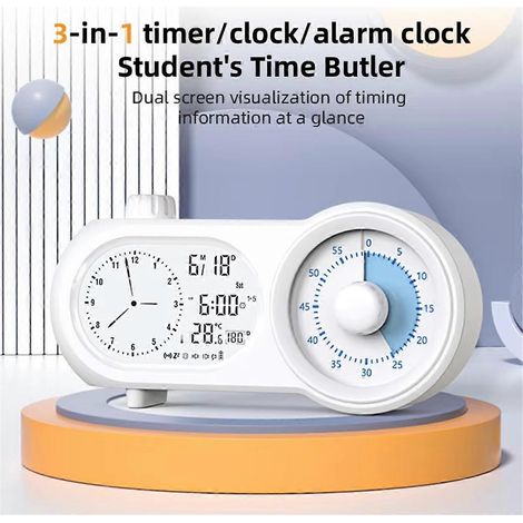 Minuteur visuel, horloge LCD à double écran, horloge en plastique à gestion automatique (1/5)