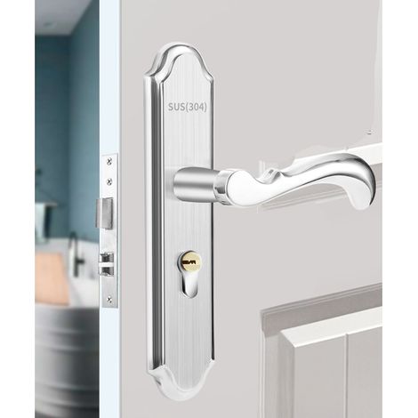 Serrure de porte en acier inoxydable avec poignée, magnétique mécanique, sécurité, pour chambre, hôtel, balcon (1/5)