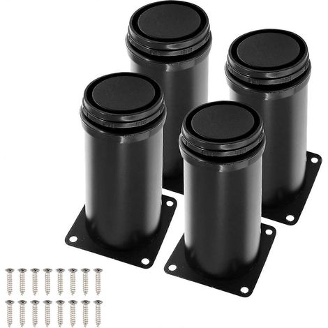 Ensemble de 4 pieds de meuble réglables, pieds réglables en acier inoxydable de 120 mm, pieds de meubles, pieds de lit noirs, pieds de meubles de cuisine, pieds de canapé et d'armoire, adaptés aux meu (1/5)