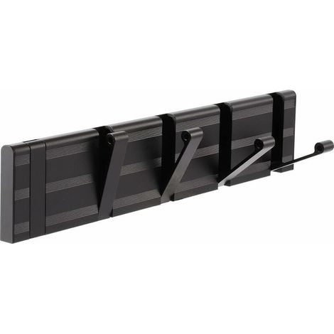 Porte Manteau Mural Pliant, Noir Patere Murale Intensif avec 5 Crochets, Patere Porte Manteau Modernes en Métal pour Salle de Bain, Chambre, Entrée (1/5)