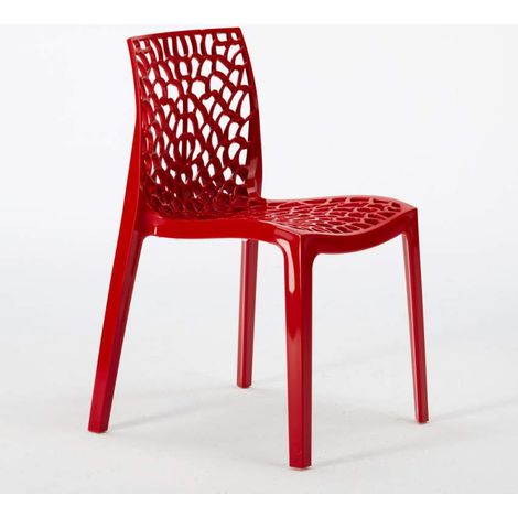 22 Silla de cocina o de comedor de Policarbonato Transparente Gruvyer - Rojo