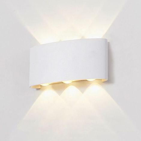 SNOGOLD Applique Murale Extérieur Moderne 6W Lampe Murale en Aluminium Lumière Chaude Éclairage Étanche en Aluminium, Blanc (1/5)