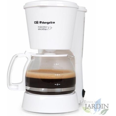 Orbegozo Tropfkaffeemaschine (weiße Farbe).  Fassungsvermögen 6 Tassen.  Abnehmbarer Dauerfilter.  Leistung 650W.