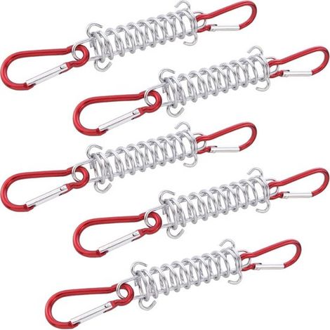 Pezzi (arancioni) picchetti di ancoraggio a spina di pesce, picchetti di ancoraggio in alluminio colorato con moschettone per tensionare le corde della tenda con chiusura a molla, motivo a spina di pe (1/5)