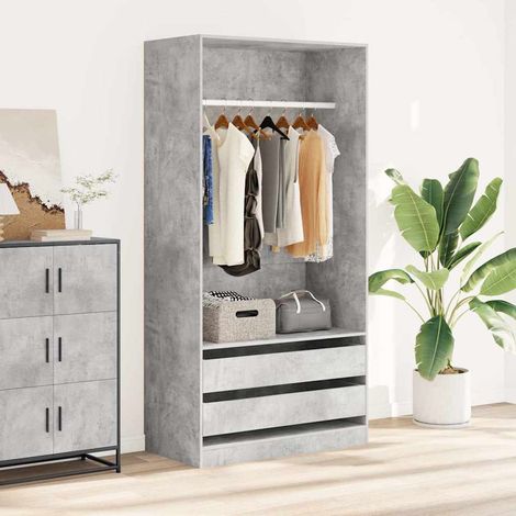 Garde-robe Meuble de Rangement - Style Contemporain Gris béton 100x50x200 cm Aggloméré BV845534 - BonneVie (1/5)