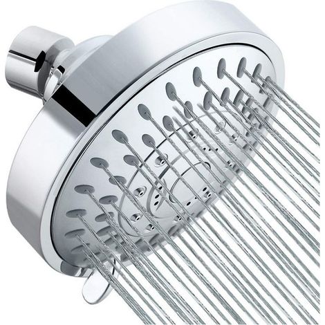 Pommeau de douche haute pression 4 pouces, pomme de douche fixe améliorée à 5 vitesses, pluie, argent (1/5)