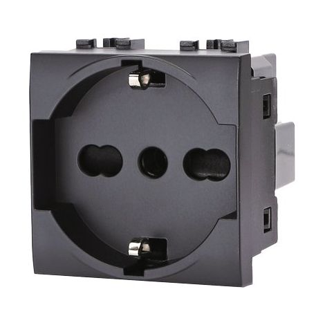 PRESA SCHUKO + SICUREZZA ABL - NERO VOLT 250 A 10/16 2P+T- 8 pezzi
