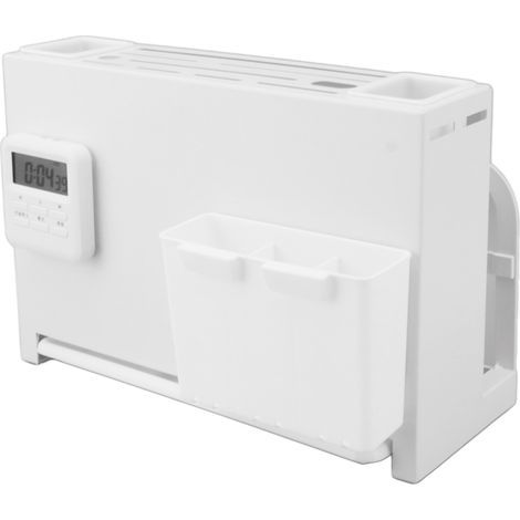 Multifunktionaler Wandmesserhalter, weiß, mit Magnet, Essstäbchenhalter, Timer, Küchenmesserhalter für Zuhause und Restaurant (1/5)