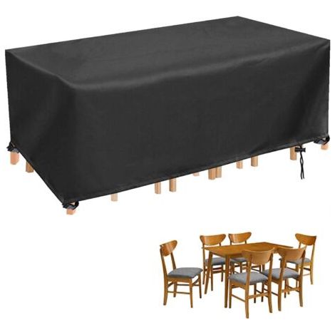 Telo di copertura per mobili da giardino, rettangolare, impermeabile, per uso esterno, protezione UV, nero, 250 x 110 x 90 cm