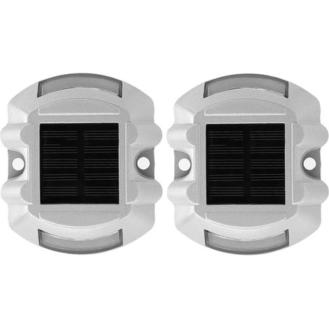 Lot de 2 bornes lumineuses solaires à 6 LED pour allées, jardins, pelouses, terrasses et chemins extérieurs, étanches (1/5)