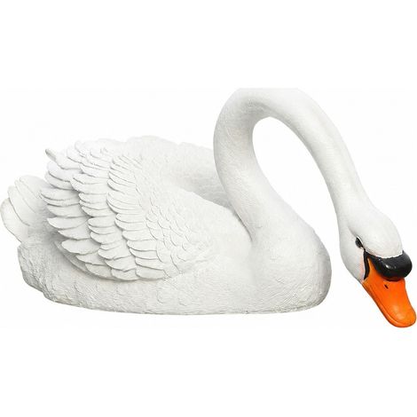 Fontaine décorative de jardin en forme de cygne flottant, sculpture en résine, cygne blanc, grand cygne blanc buvant (1/5)