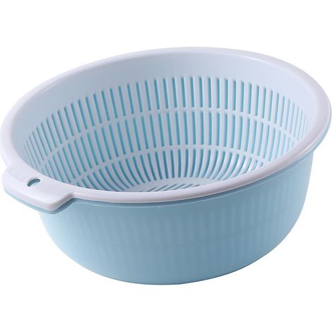 Panier de lavage cuisine polyvalent plastique renforcé grand volume double étage égouttoir légumes fruits riz lot 2 (1/4)