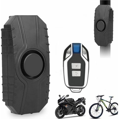 système d'alarme de Moto, Alarme de vélo antivol 113db Big Shake Induction système d'alarme de sécurité antivol sans Fil avec télécommande pour vélo, Moto, Scooter (1/5)