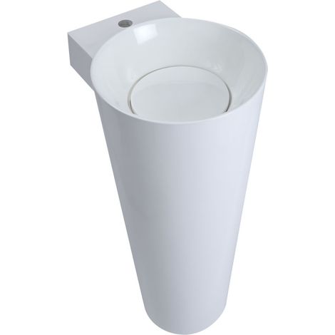 Milano Ballam White Bathroom Basin Sink with Full Pedestal and One Tap Hole - 398mm x 498mm (1/5)