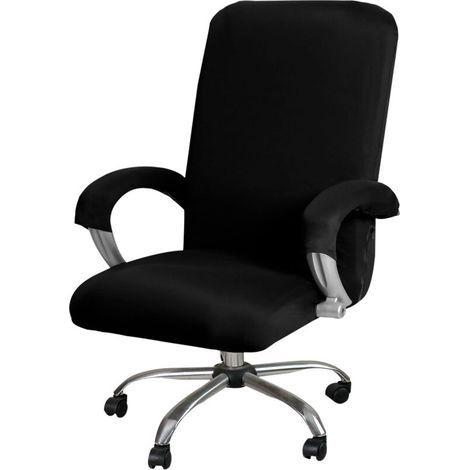 Office Chair Cover, Stretch Rotating Chair Covers Washable Chair Cover Armchair Cover for Rotating Office Chair Swivel Chair Armrest Chair(Black,L)