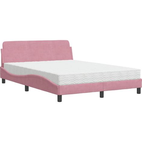 Maison Exclusive - Letto con Materasso Dover Rosa 120x200 cm in Velluto (1/5)