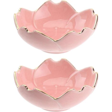 Assiettes à trempette en céramique compatibles avec les assaisonnements, motif rose (lot de 4). (1/5)