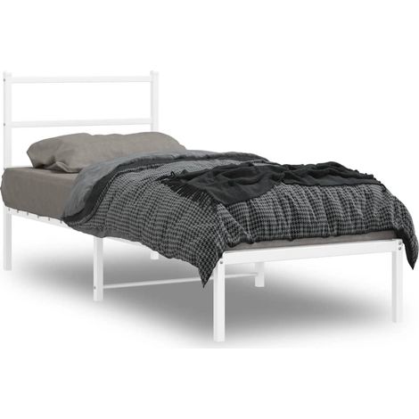 Metal Bed Frame without Mattress with Headboard White 75x190cm vidaXL (1/5)