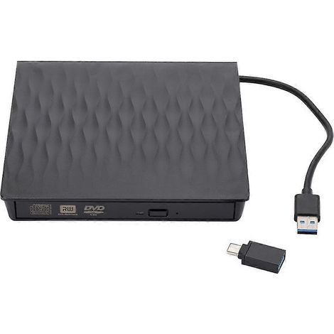 Graveur DVD-RW CD externe USB 3.0, lecteur/graveur fin à grain de carbone pour PC portable Optica (1/5)