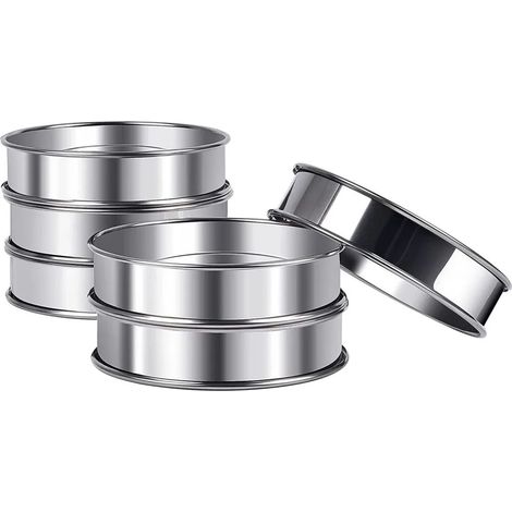 6 pièces Anneaux de Muffin Ronds en Acier Inoxydable de 4,13 Pouces, Moules à Gâteaux, Outils de Pâtisserie (1/5)