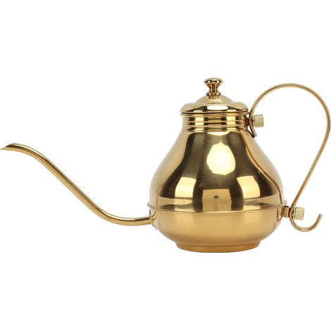 Théière à café en acier inoxydable, bouilloire à bouche fine dorée pour la maison Kung Fu (1/5)