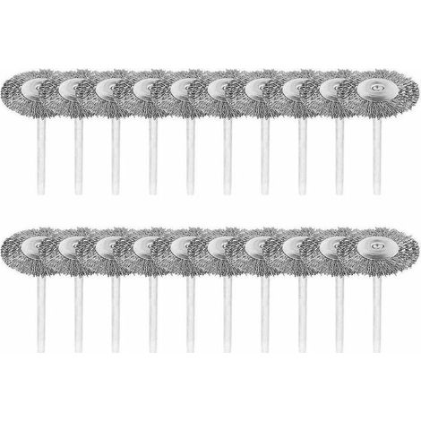 Lot de 20 brosses métalliques avec tige de 3 mm en acier inoxydable polissage Dremel outil rotatif (1/5)