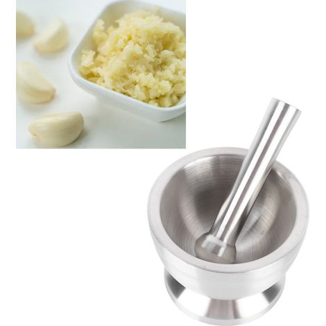 Knoblauchpresse aus Edelstahl 304 mit großem, separatem Silikondeckel (1/5)