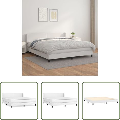 Sommeil réparateur - Sommier à lattes de lit avec matelas Blanc 160x200cm Similicuir (1/5)