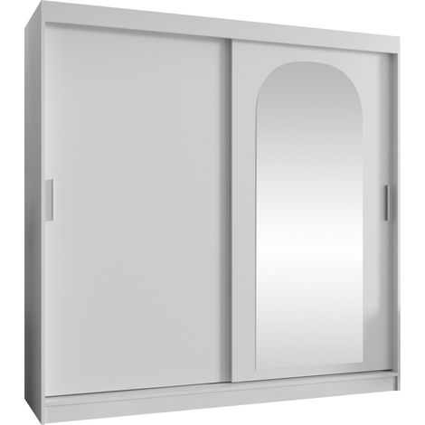 Armoire Hartford 499, Blanc, 200x200x62cm, Portes d'armoire: Coulissantes, Nombre d'étagères: 9