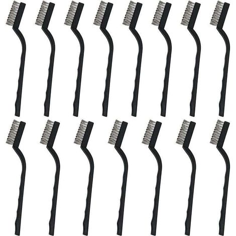 Mini-Drahtbürste (20er-Pack) – Edelstahlbürste mit gebogenem Griff und Aufhängeöse – Eisenbürste zur Reinigung von Öfen, Spülbecken, Metallbearbeitung, Schweißen, Rost und Staub (1/4)