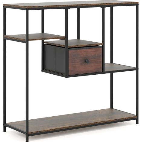 Consola con almacenaje, estilo industrial, color marrón