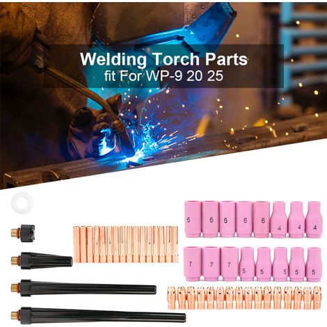 Kit 53 pièces pour chalumeau TIG WP-9 20 25 : buses gaz, pinces, corps et godets de rechange (1/5)