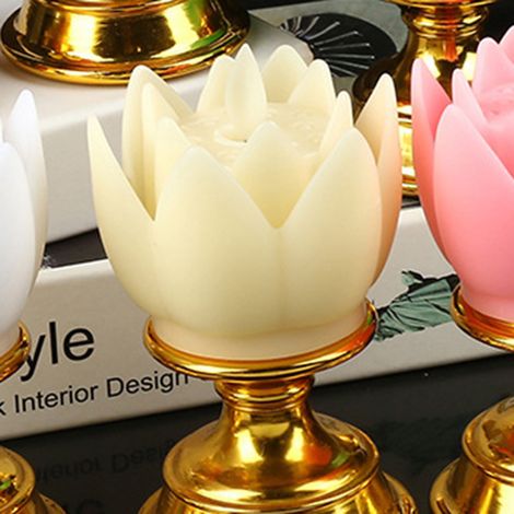 Lampe lotus LED multicolore à lumière douce et naturelle, réaliste, sûre, inodore et durable, pour chambre, bureau, salon, beige (1/5)