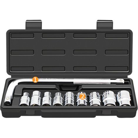 Jeu de douilles de réparation automobile 10 pièces, kit d'outils de réparation de clés à cliquet mixtes, outils professionnels (1/4)