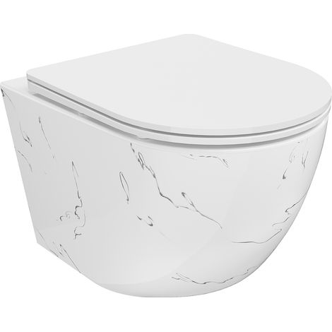 Mexen Lena inodoro sin reborde con asiento de cierre lento slim, duroplast, piedra blanca - 30224093 (1/5)