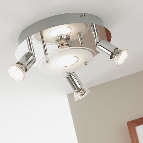 LED Deckenleuchte Spotleuchte 4xGU10 3000K Ø25cm 12W Metall Chrom Briloner