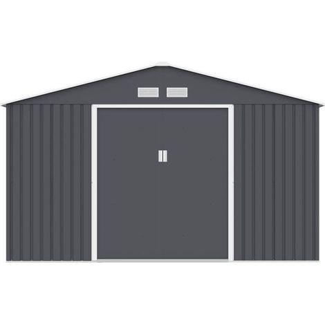 Abri de jardin métal 10,78 m² – Structure en acier galvanisé 0,5-0,8mm – Dimensions 340x319x210cm – Kit d'ancrage inclus (1/6)