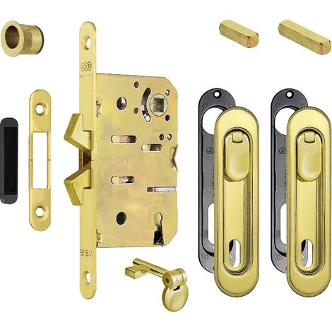 KIT SCIVOLA D LIBERO/OCCUPATO + CHIAVE CON VASCHETTE OVALI OTTONE LUCIDO (1/2)