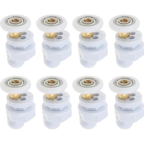 23 mm Lot de 8 roulettes de porte de douche coulissante en verre ultra silencieuses de de diamètre pour porte de douche hammam (1/5)