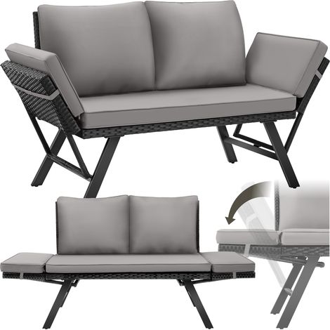 Canapé lounge en rotin 2 1 résistant aux UV gris clair