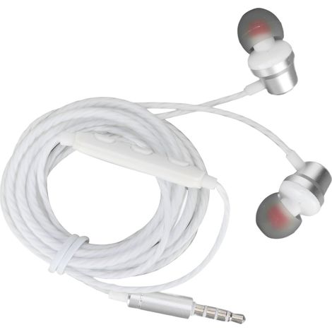 Écouteurs filaires MS29 3,5 mm avec contrôle du volume et microphone pour PC, téléphones portables et tablettes (blanc). (1/5)