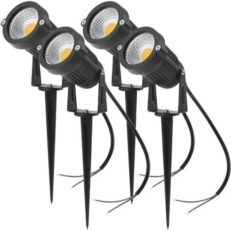 Lot de 4 lampes LED étanches IP65 pour jardin et pelouse, à piquer, lumière verte (1/5)