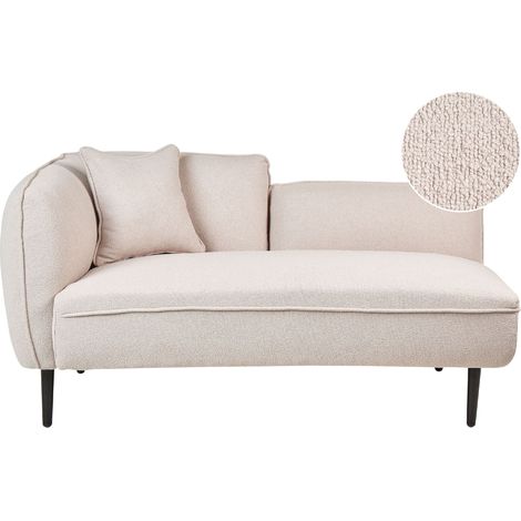 Left-Hand Chaise Lounge CHEVANNES Boucle Light Beige
