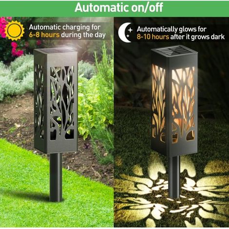 Lampe solaire extérieur jardin – 6 lanternes solaires blanc chaud – IP65 étanche – Auto on/off – Parfaite pour massif floral, rocaille ou bordure